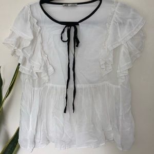 Zara Flowy white blouse